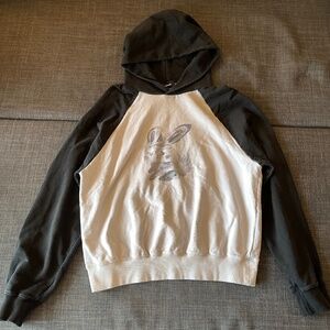 We11done Welldone washed rabbit print white black hoodie in size medium